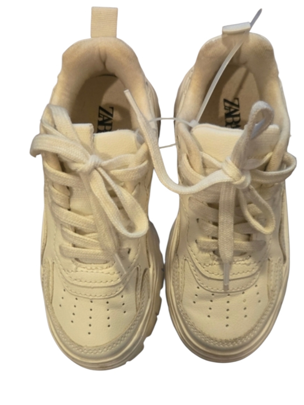 Zara Kids Cream Lace-Up Sneakers Size 29